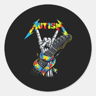 Sticker Rond Autism awareness autism skeleton guitar player roc