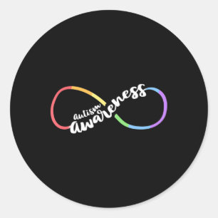 Sticker Rond Autism Awareness Autistic Acceptance Rainbow Infin