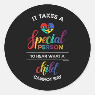 Sticker Rond Autism Awareness Puzzle It Takes a Special