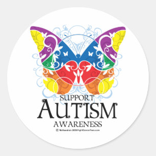 Sticker Rond Autism Butterfly