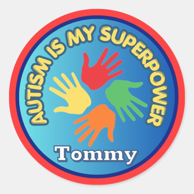 Sticker Rond Autism Is My Superpower Personalized (Devant)