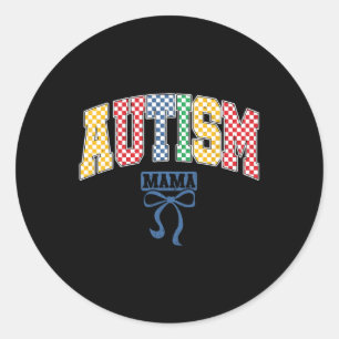 Sticker Rond Autism Mama Maman Coquette Bow Sensibilisation sur