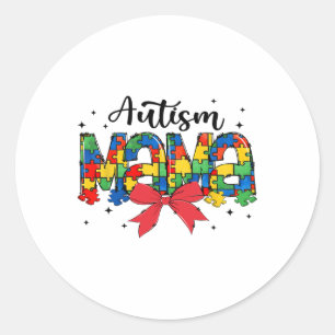 Sticker Rond Autism Mama - Puzzle Piece Maman Support