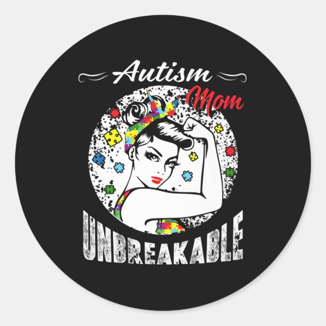 Sticker Rond Autism Maman Sensibilisations sur l'autisme indest (Devant)