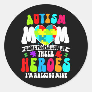 Sticker Rond Autism Maman Super Coeur Puzzle Sensibilisation su