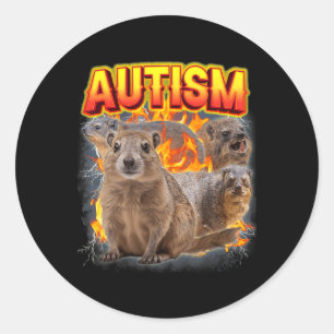Sticker Rond Autism Rock Hyrax Inapproprié drôle Étrangement Sp