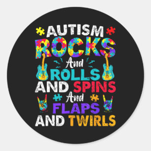 Sticker Rond Autism Rocks Et Rolls Drôle Sensibilisation sur l'