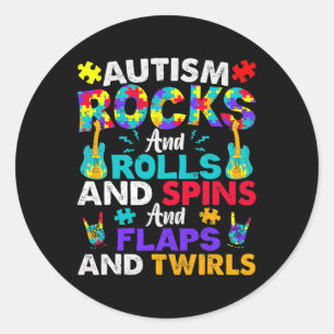 Sticker Rond Autism Rocks Et Rolls Mois De Sensibilisation sur