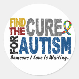 Sticker Rond AUTISM Trouver Le Cure 1