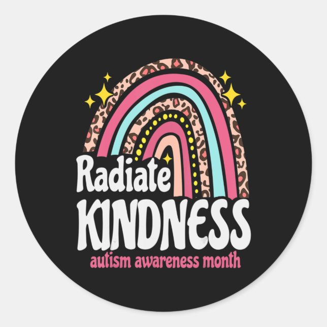Sticker Rond autism world awareness leopard rainbow Radiate Kin (Devant)