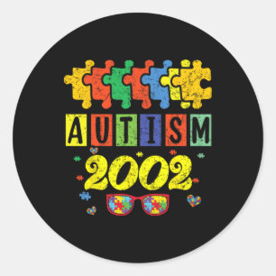 Sticker Rond Autisme 2002 22e anniversaire Sunflower Autisme Aw