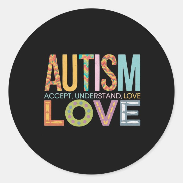 Sticker Rond Autisme Accepter Comprendre Amour Sensibilisation  (Devant)