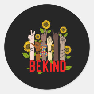 Sticker Rond Autisme Be Kind Signer Langue Interprète de la par