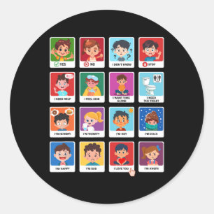 Sticker Rond Autisme Cartes De Communication Enfants Émotions D