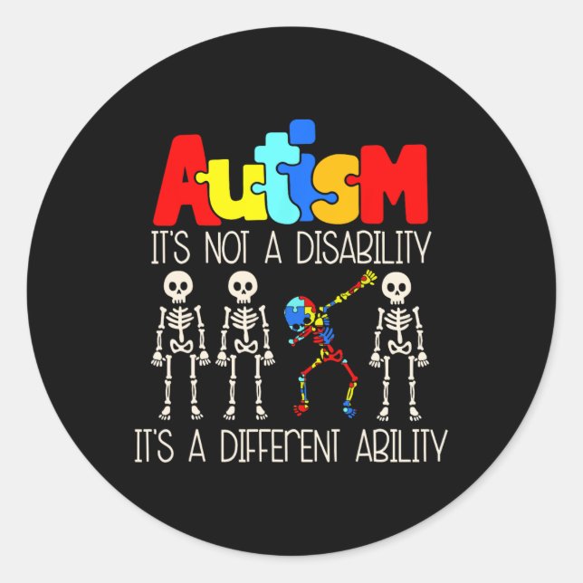 Sticker Rond Autisme Ce N'Est Pas Un Handicap C'Est Une Capacit (Devant)