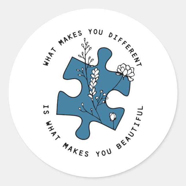 Sticker Rond Autisme Ce Qui Vous Rend Différent Est Ce Qui Vous (Devant)