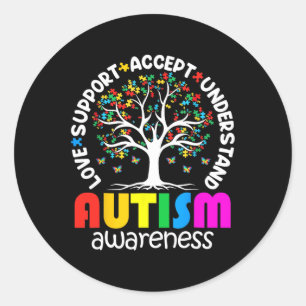 Sticker Rond Autisme Chemise Aimer Accepter Soutenir Autisme Au