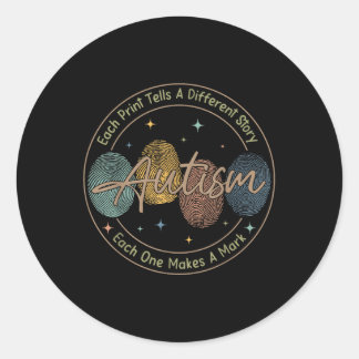 Sticker Rond Autisme D'Empreinte, Chaque Impression Dit Un S Di