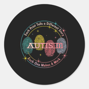 Sticker Rond Autisme D'Empreinte Chaque Impression Raconte Une