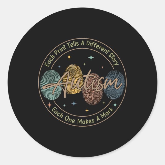Sticker Rond Autisme D'Empreinte Chaque Impression Raconte Une  (Devant)