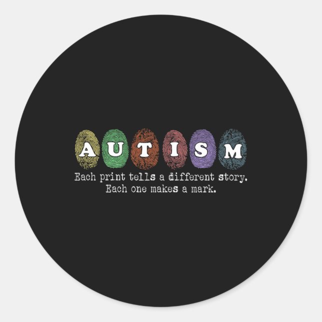 Sticker Rond Autisme D'Empreinte Chaque Impression Raconte Une  (Devant)