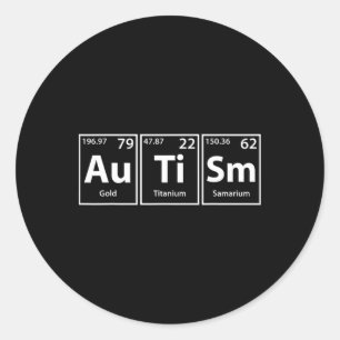 Sticker Rond Autisme drôle (au Ti Sm) Éléments périodiques Orth