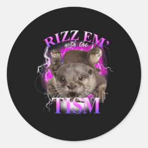 Sticker Rond Autisme Drôle Rizz Em Avec Le Tism Meme Autistique