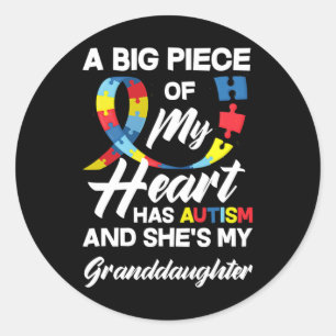 Sticker Rond Autisme grand-mère grand-père Autistic petite-fill