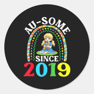 Sticker Rond Autisme Incroyable Ausome Depuis 2019 Sensibilisat