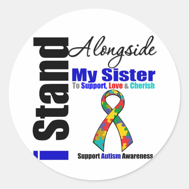 Sticker Rond Autisme Je Suis Aux Côtés De Ma Soeur (Devant)