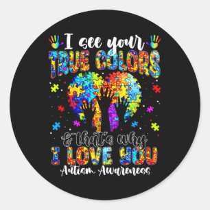 Sticker Rond Autisme Main Je Vois Vos Vrais Couleurs Sensibilis