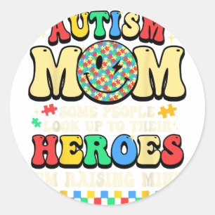 Sticker Rond Autisme Maman Élever Héros Puzzle Pièces En Avril