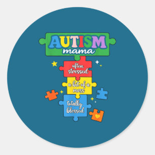 Sticker Rond Autisme maman pièce de puzzle autisme maman sensib