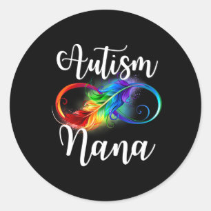 Sticker Rond Autisme Nana Neurodiversity Arc-en-ciel Infinité S