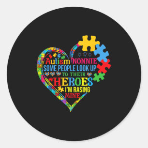 Sticker Rond Autisme Nonnie Élève Héros Fête des Mères Autisme