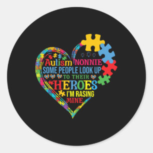 Sticker Rond Autisme Nonnie Élever Héros Fête des mères Autisme