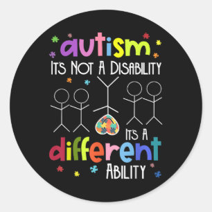 Sticker Rond Autisme Pas Un Handicap C'Est Une Capacité Différe