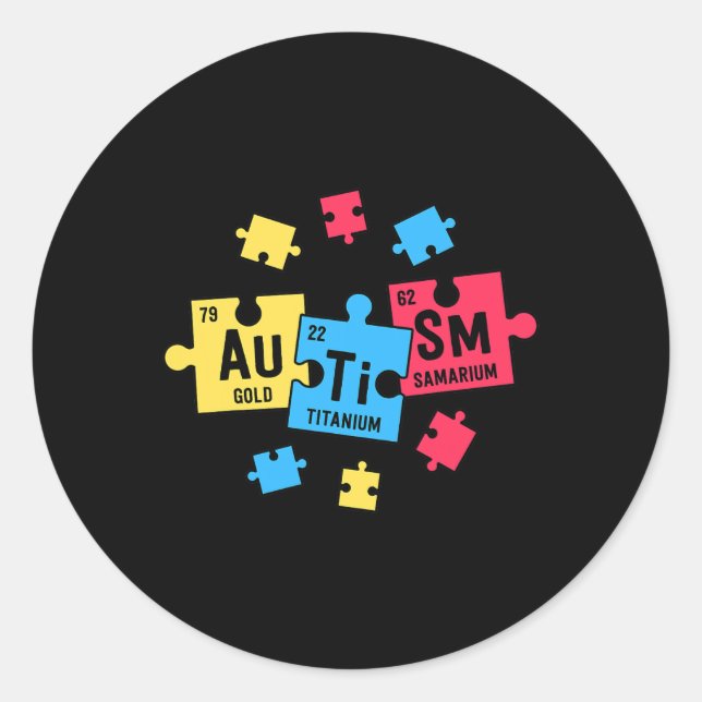 Sticker Rond Autisme Pour Les Enseignants Dépenser Des Éléments (Devant)