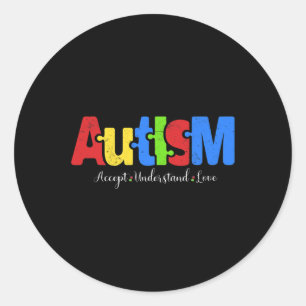 Sticker Rond Autisme Puzzle Accepter Comprendre l'amour Autisme