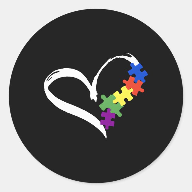 Sticker Rond Autisme Puzzle Amour Sensibilisation sur l'autisme (Devant)