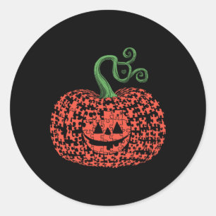 Sticker Rond Autisme Puzzle Citrouille Halloween Autisme Mens F