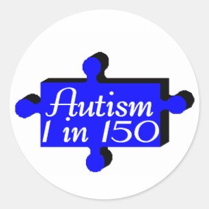 Sticker Rond Autisme Puzzle Pièce Bleu