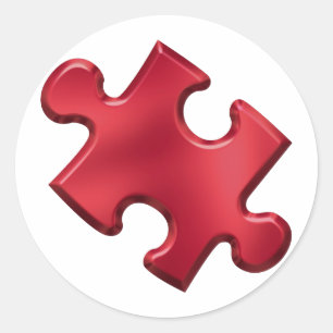Sticker Rond Autisme Puzzle Pièce Rouge