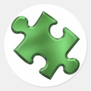 Sticker Rond Autisme Puzzle Pièce verte