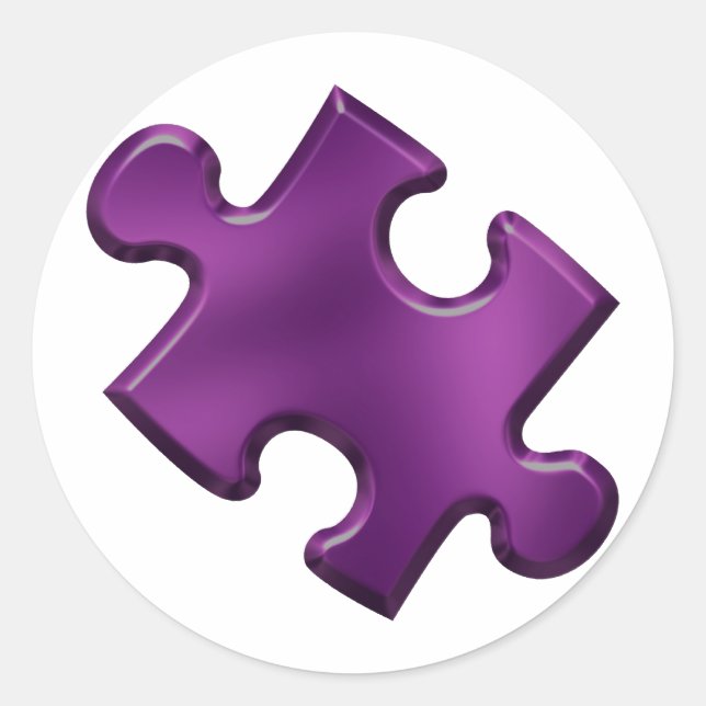 Sticker Rond Autisme Puzzle Pièce violet (Devant)