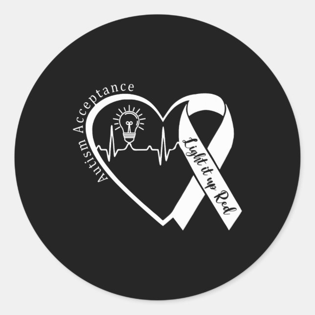 Sticker Rond Autisme - Rouge à la place - Acceptation Non Sensi (Devant)