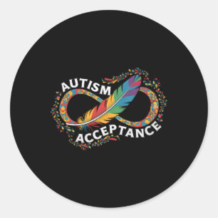 Sticker Rond Autisme Rouge Plutôt Infinité Symbole Autiste Acce