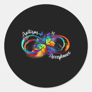 Sticker Rond Autisme Rouge Plutôt Infinité Symbole Autiste Acce