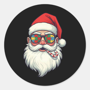 Sticker Rond Autisme Santa Claus Sucre de canne Noël Femmes Hom