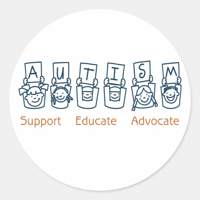 Sticker Rond Autisme : soutenir l'avocat éducatif (Devant)